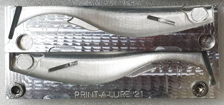 Aluminum fishing soft bait mold - 4.5" open pour mold, similar to Spark Shad