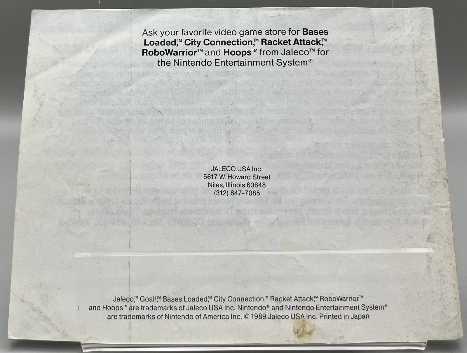 Goal! (Nintendo NES, 1989) Instruction Manual Only