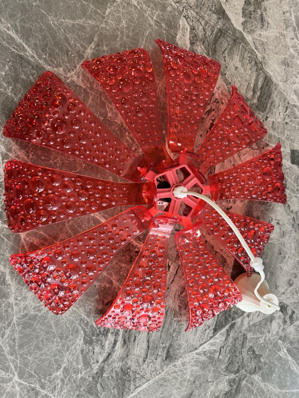 Vintage USSR Mid-Century Pendant Ruby Plastic Lamp Soviet Decor
