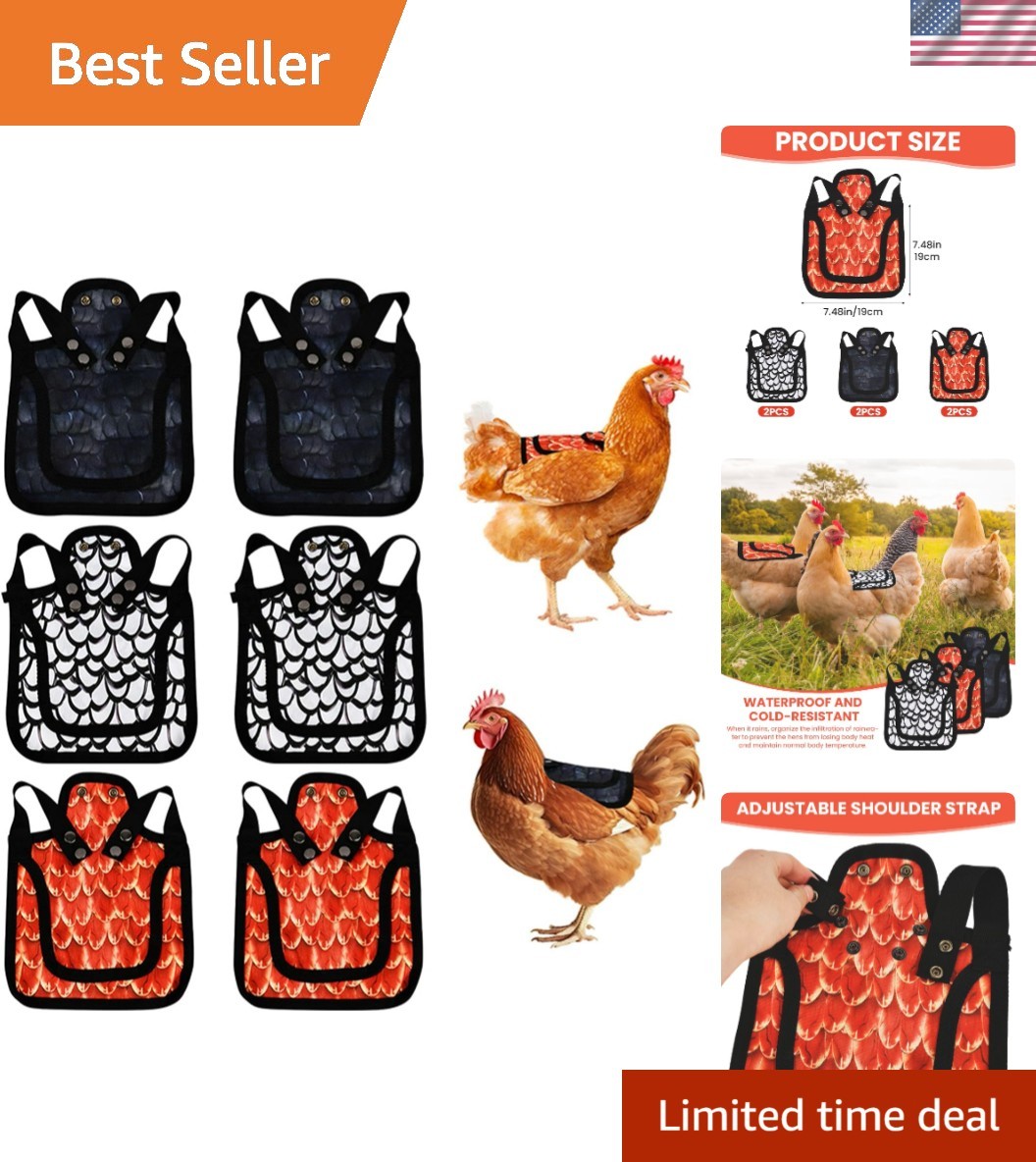 6Pcs Chicken Saddles for Hens, Adjustable Hen Aprons for Back Feather Protection