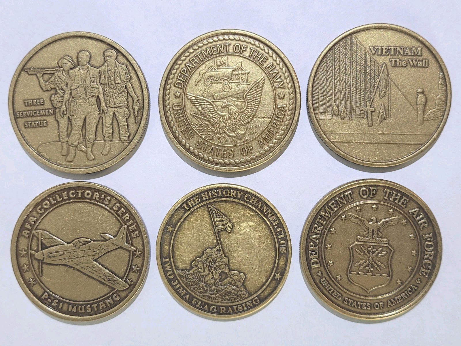 Lot of 6 US Military Bronze Medals VFW & AFA | Vietnam | WWII | Navy, Air Force