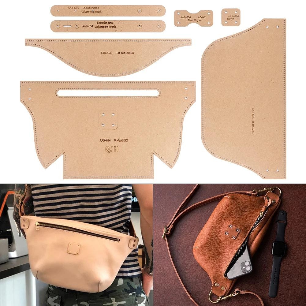 1Set Shoulder Bag/Waist Bag, Fashionable Chest Bag - Kraft Paper Template,DIY Le