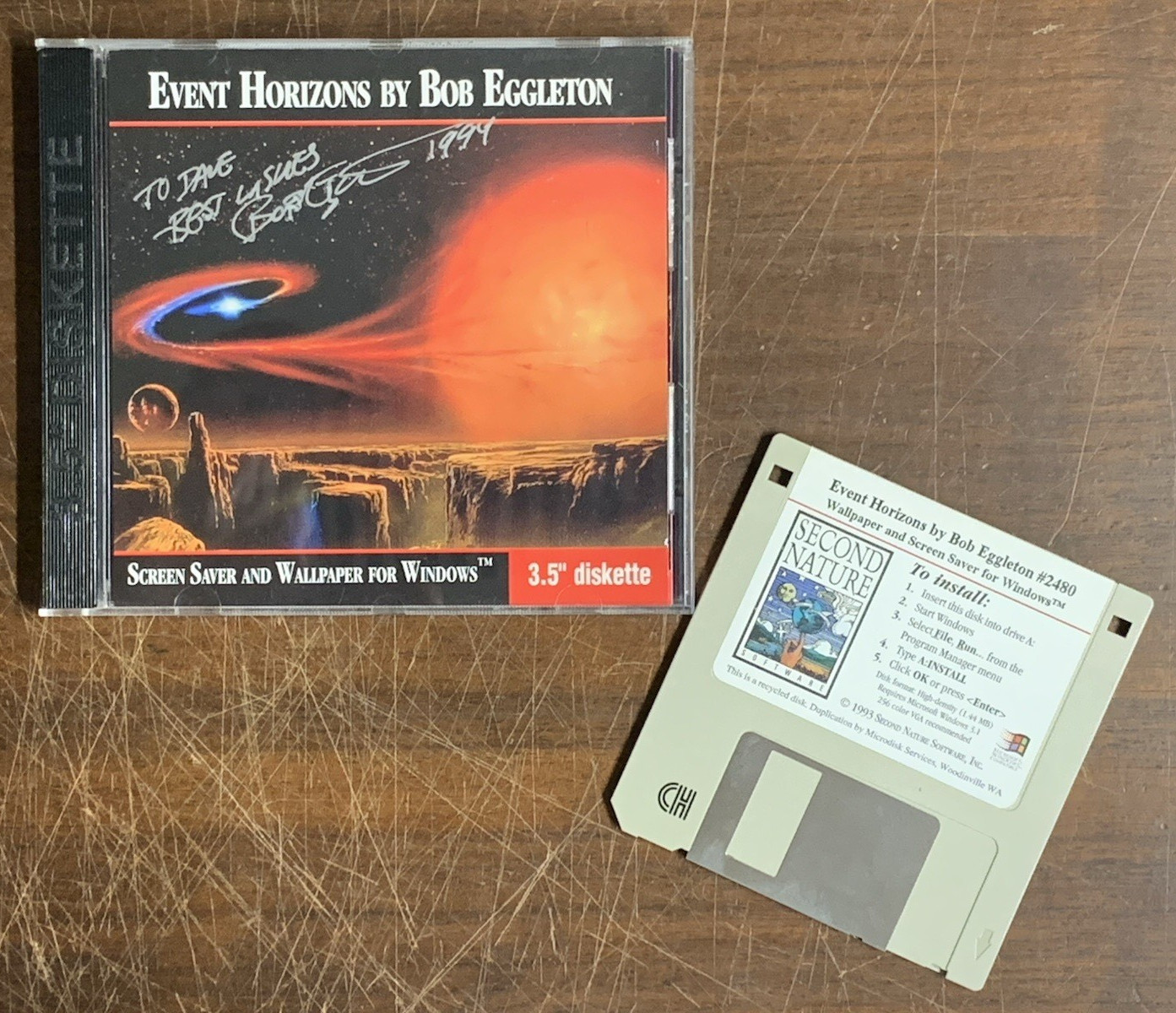 AUTOGRAPHED BOB EGGLETON EVENT HORIZONS SCREEN SAVER WALLPAPER WIN 3.5" DISKETTE