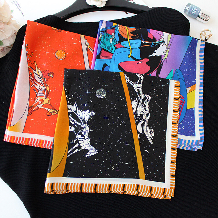 Pure Satin Silk Scarf Bandanna Universe Horse Print Office Necktie Hairband 21"