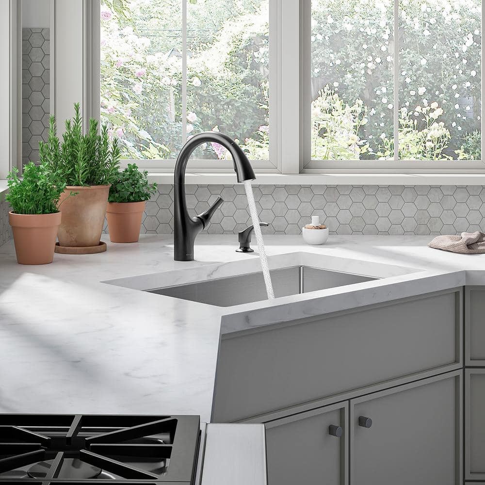 Kohler Avi Single-Handle Pull Out Sprayer Kitchen Faucet in Matte Black