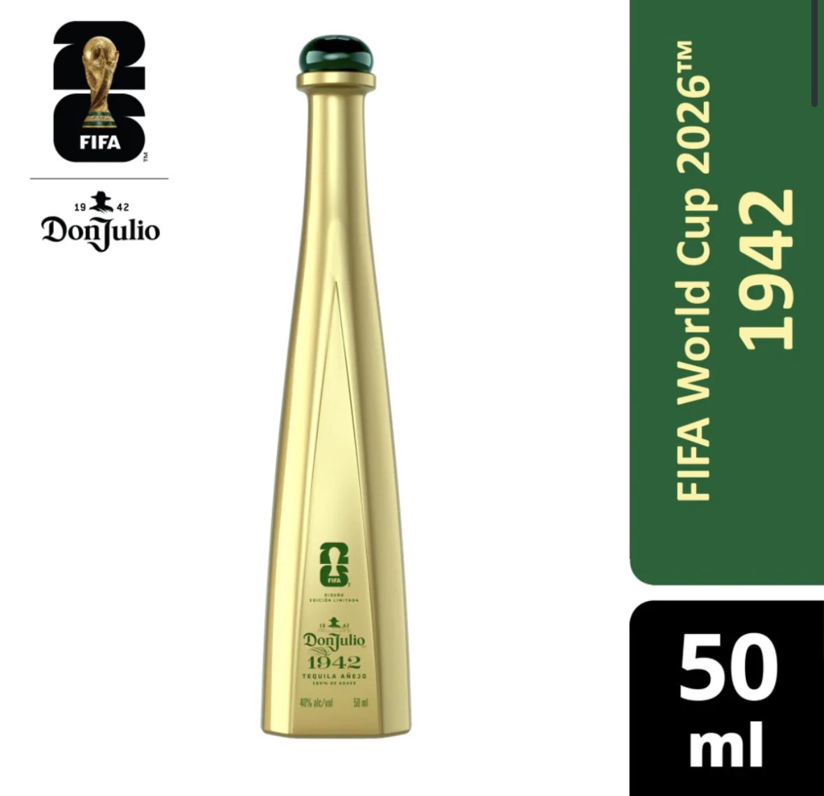 Limited Don Julio 1942 FIFA 2026 World Cup Tequila Gold mini bottle EMPTY