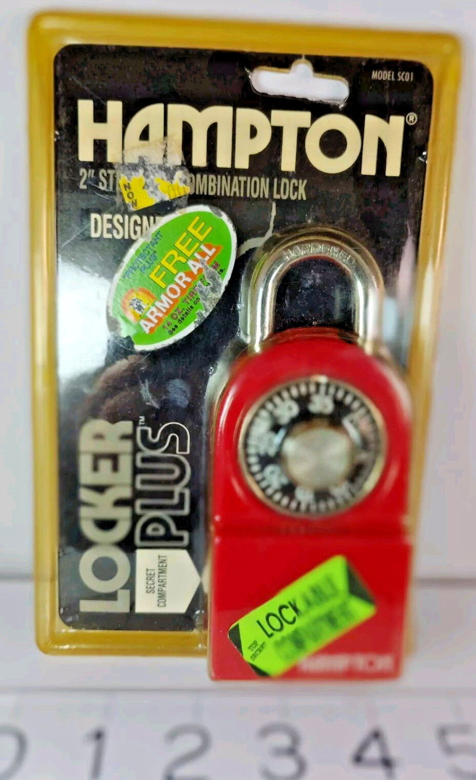 Hampton Dial Combination Lock - Red -Plus Secret Compartment - NOS 1989 Vtg 2”