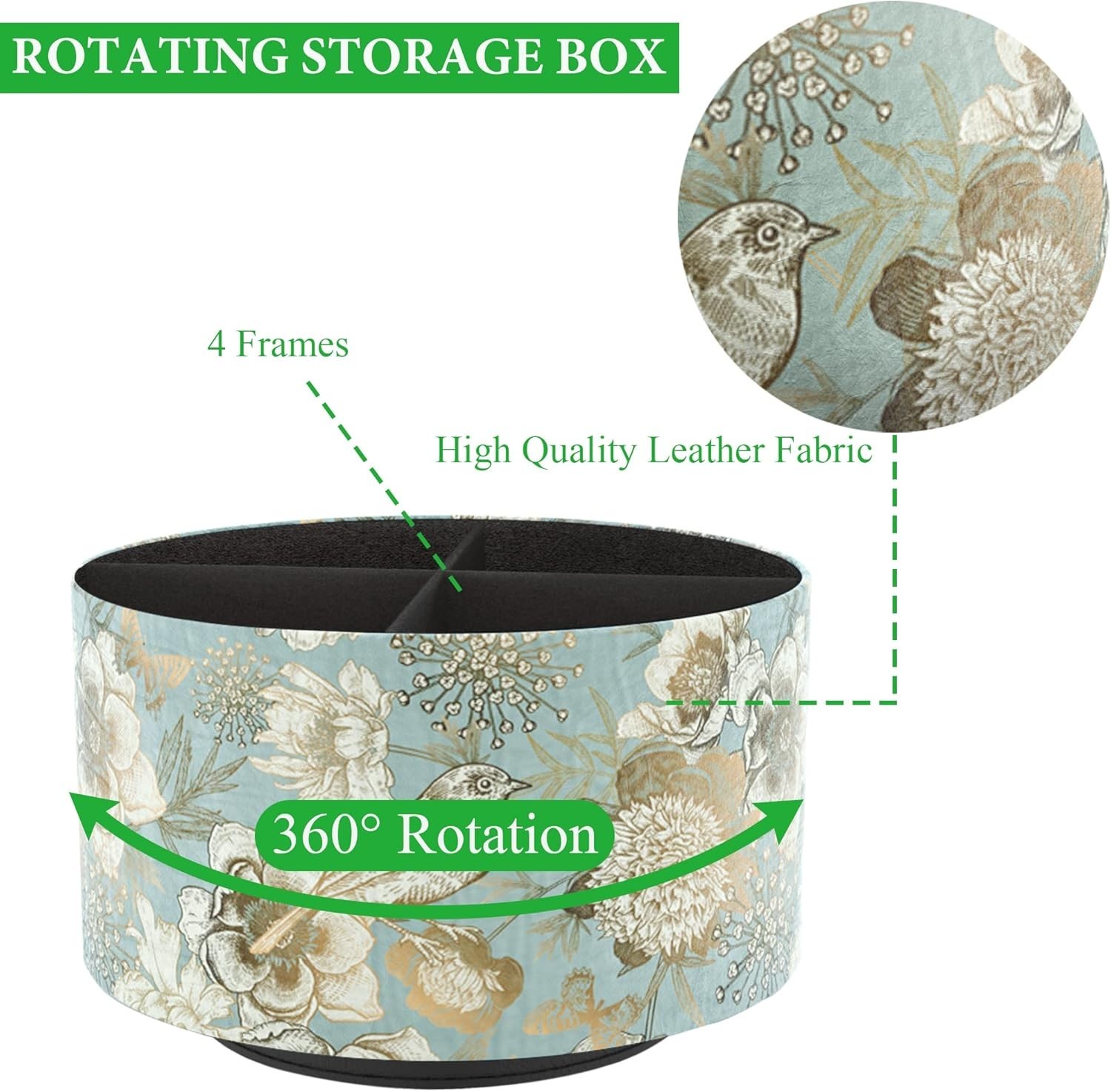 Round Leather Art Supply Organizer,Remote Control Holder,360 Degree Rotating,...