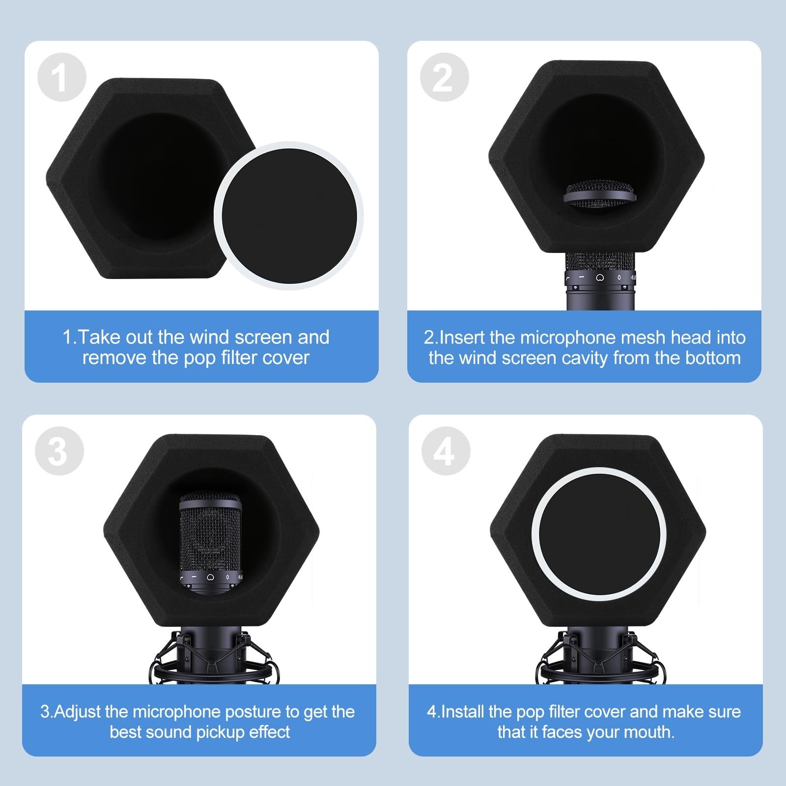 Microphone Wind Shield Pop Filter Isolation Ball, Acoustic for Record Studios...