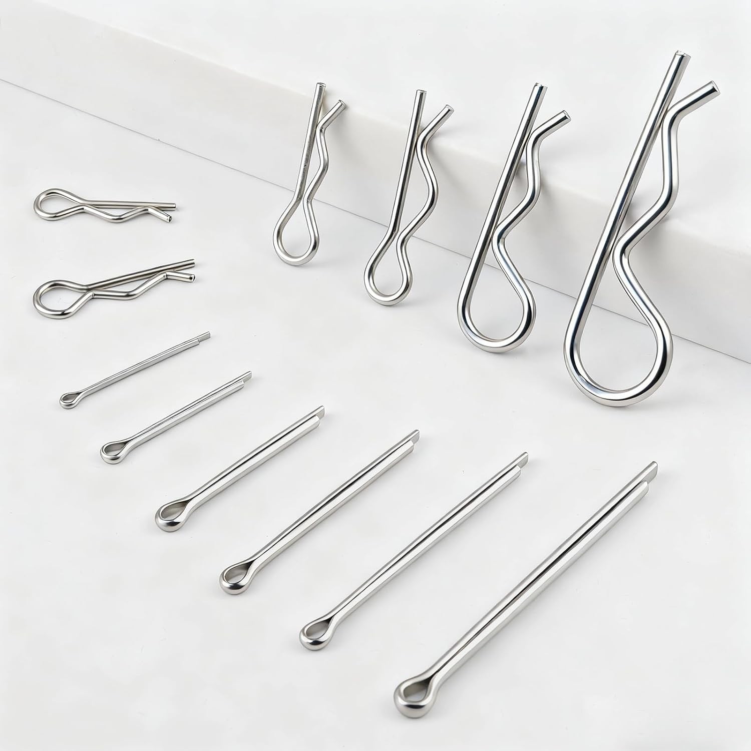 Cotter Pin Assortment Kit 283 Pcs, 304 Stainless Steel 16 Sizes Cotter Pins Hair