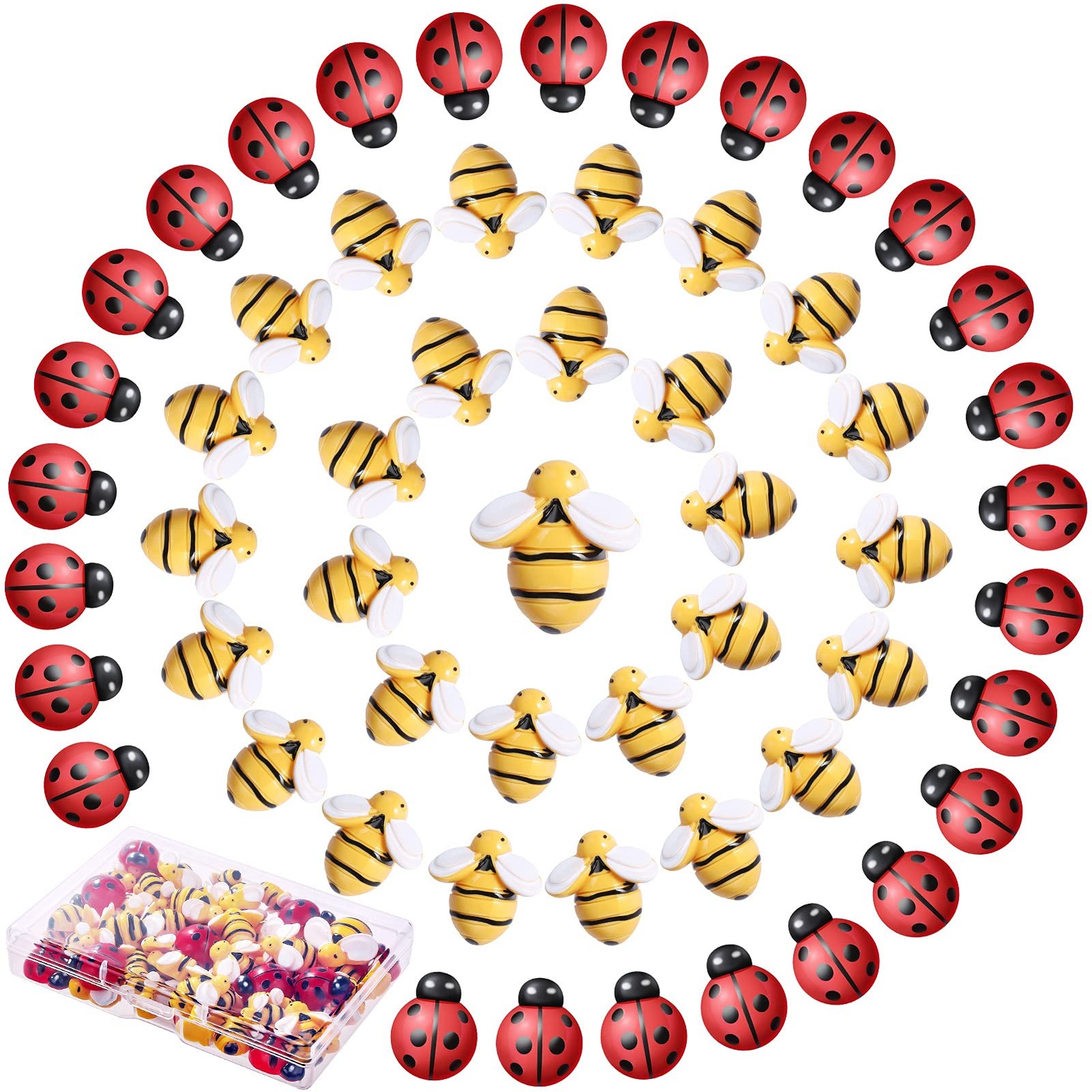 60 Pieces Tiny Resin Bees Ladybugs Decors, Including 30 Pcs Resin Bumblebees ...