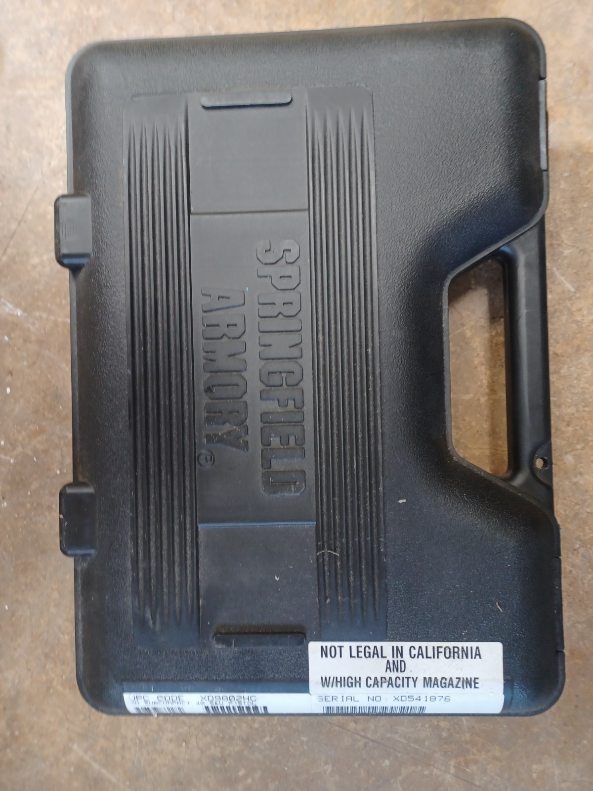 Preowned Plastic Gun/ Pistol Case Springfield Armory Black Empty