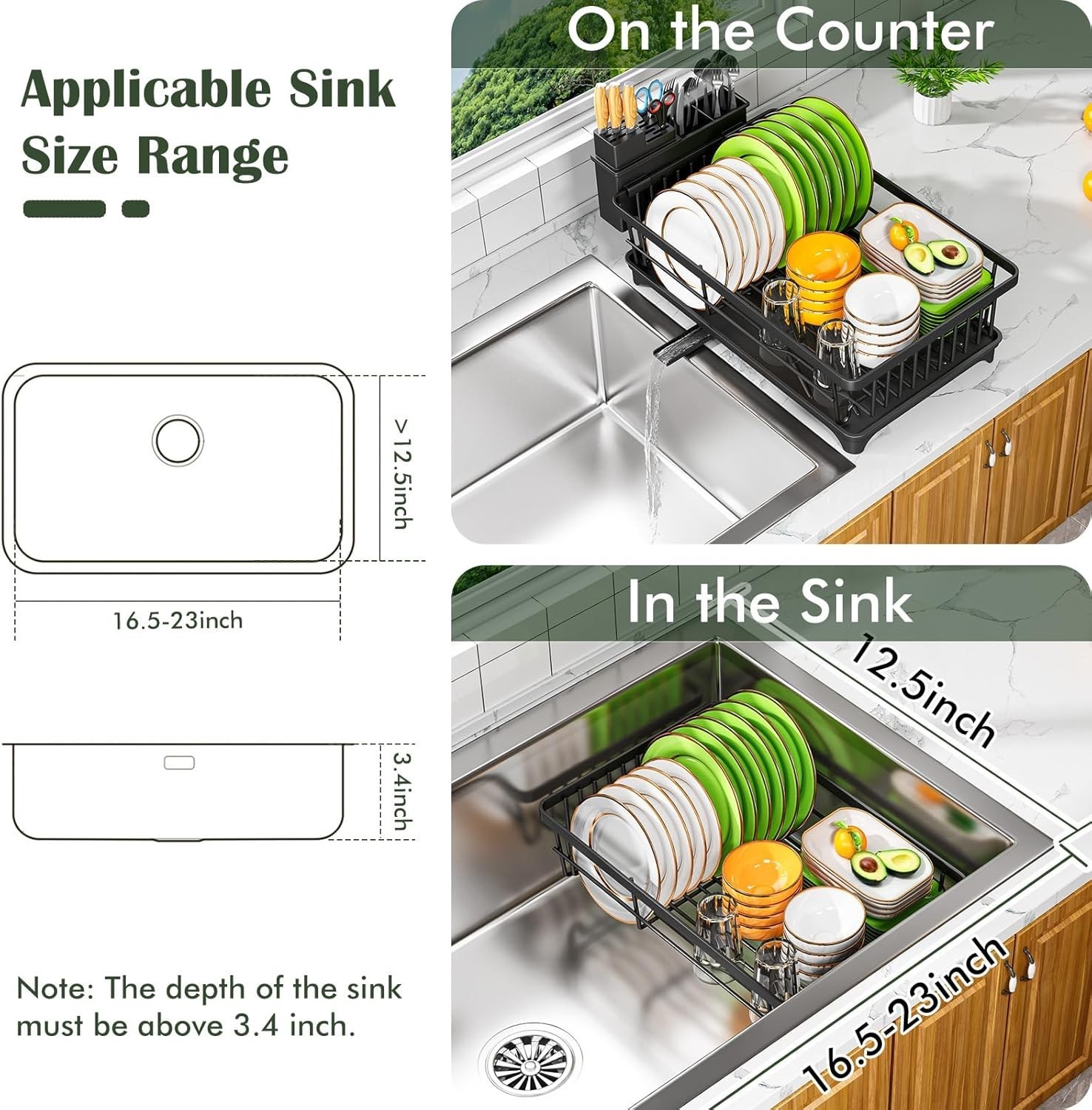 Dish Drying Rack - Small for Kitchen Counter Rust-Resistant Space-Saving Drainer