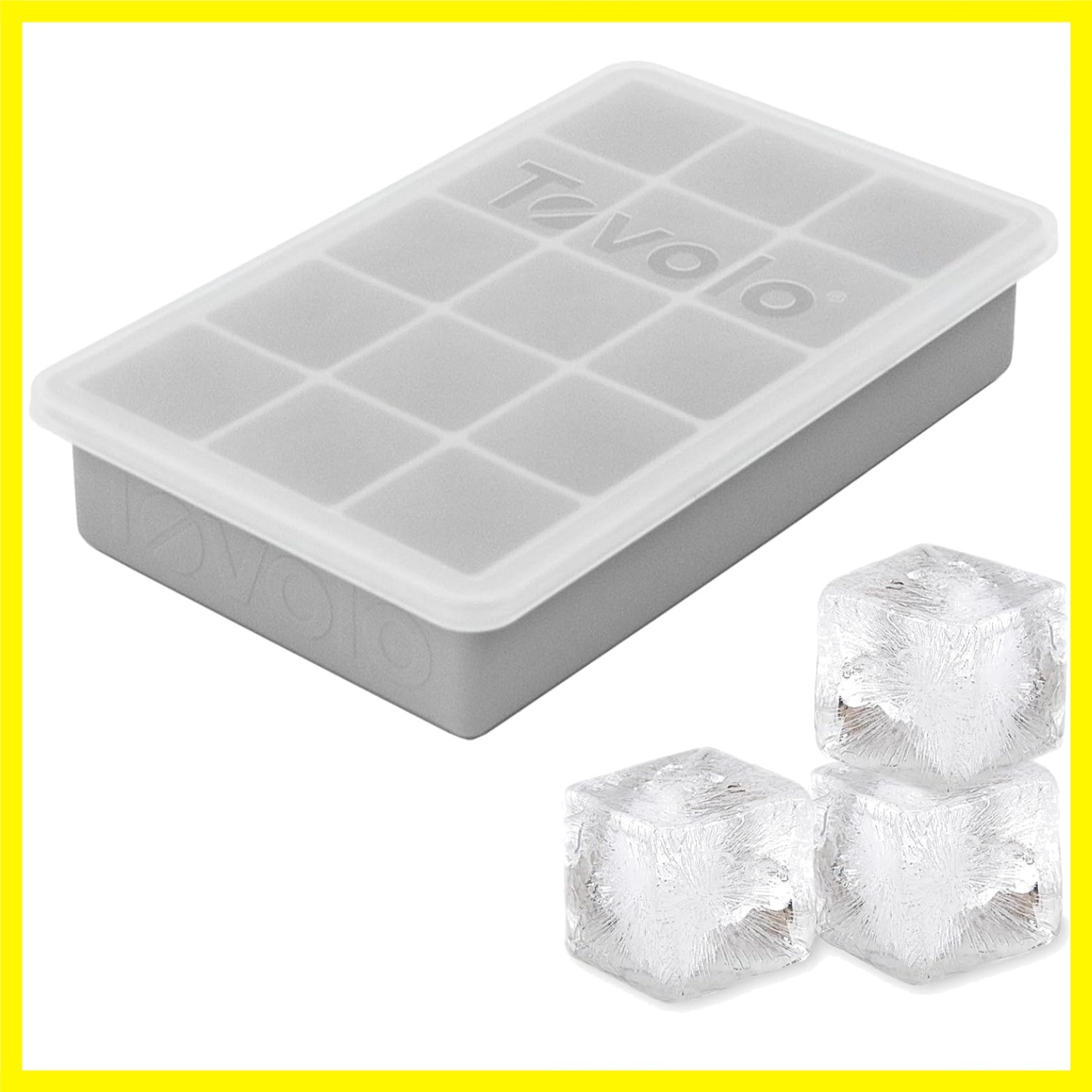Tray Ice Cube Lid Oyster Gray Set Of 2, 2 Count