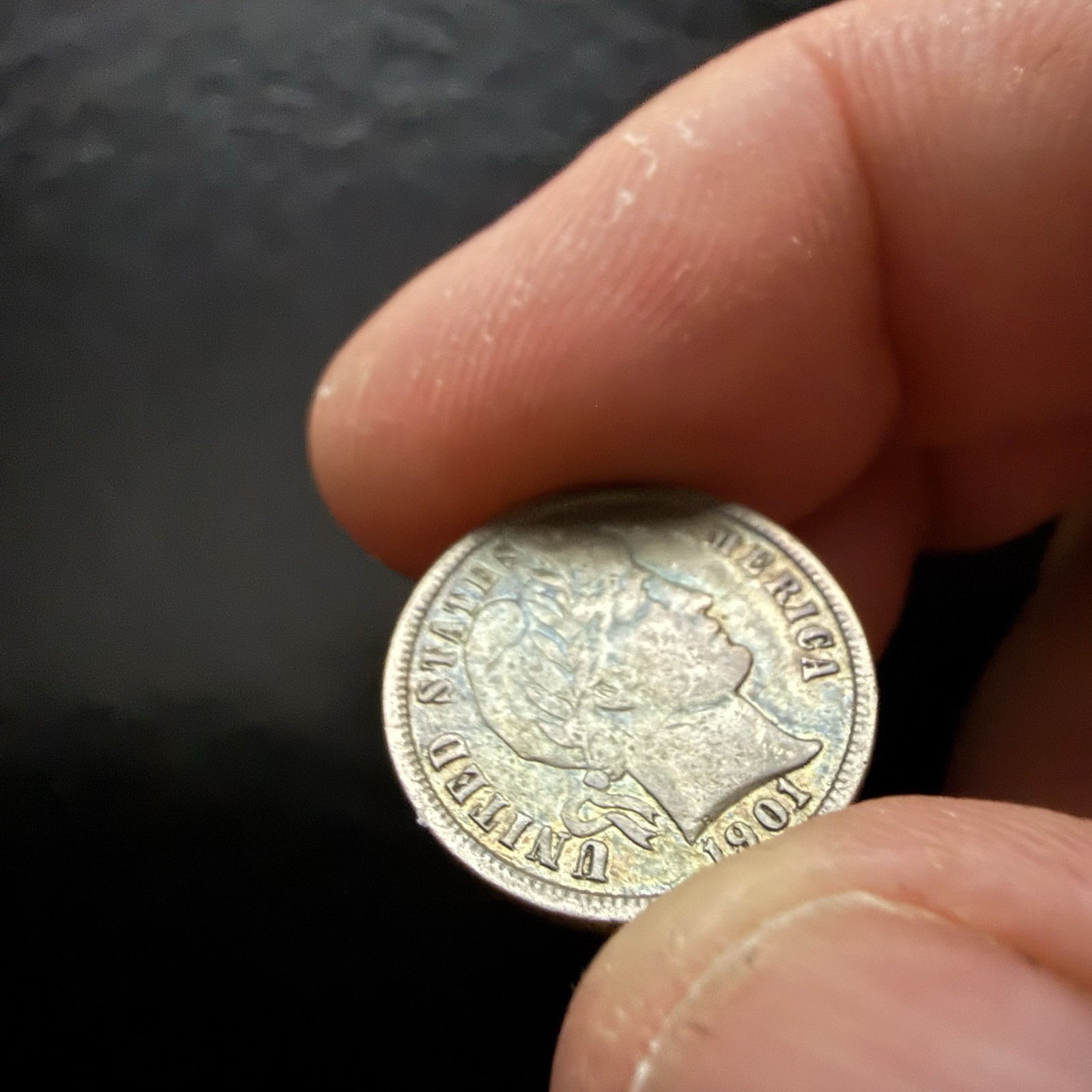 1901 Philadelphia Mint Silver Barber Dime Toner