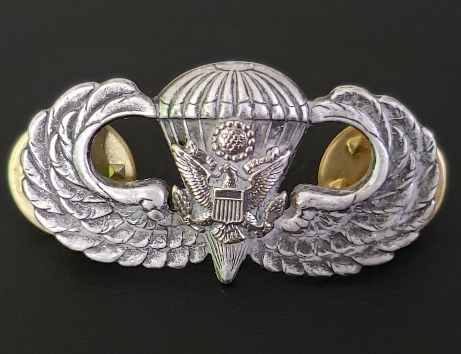 Airborne Jump Wing Badge US Army Eagle Parachute Combat Military OXIDIZED Pin