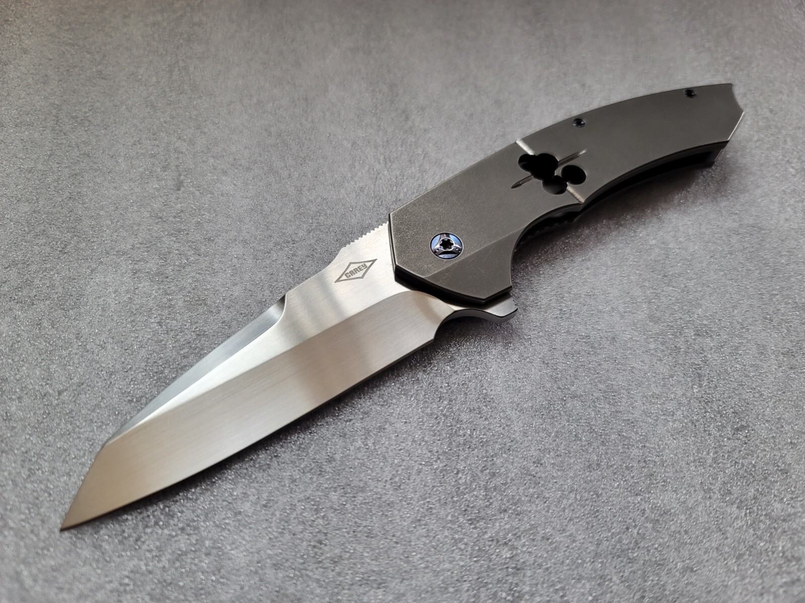 Peter Carey Custom Knives 2014 Framelock Cure Prototype, Tom Mayo MOP Pattern