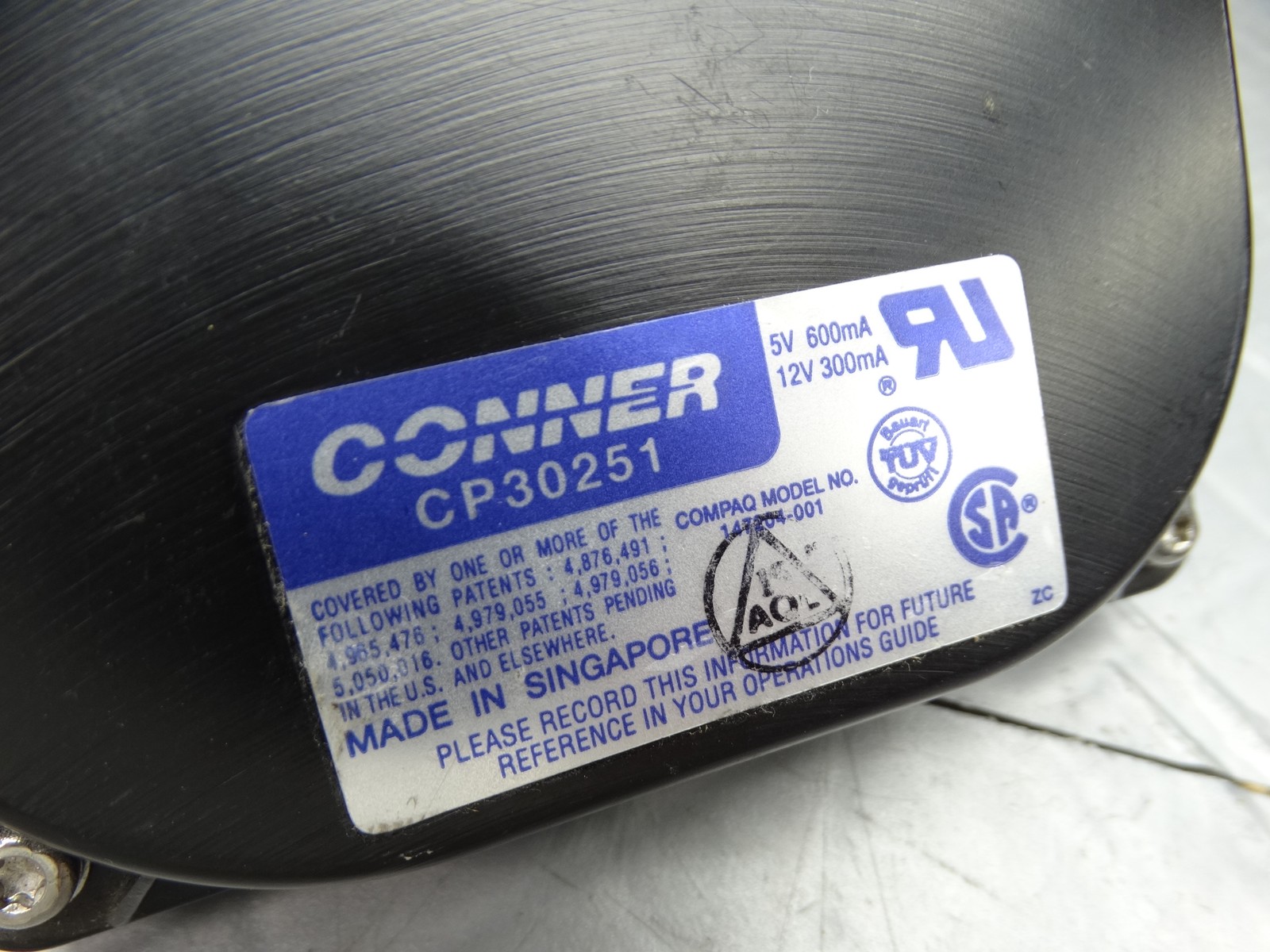CONNER 250MB Hard Disc CP30251 Vintage