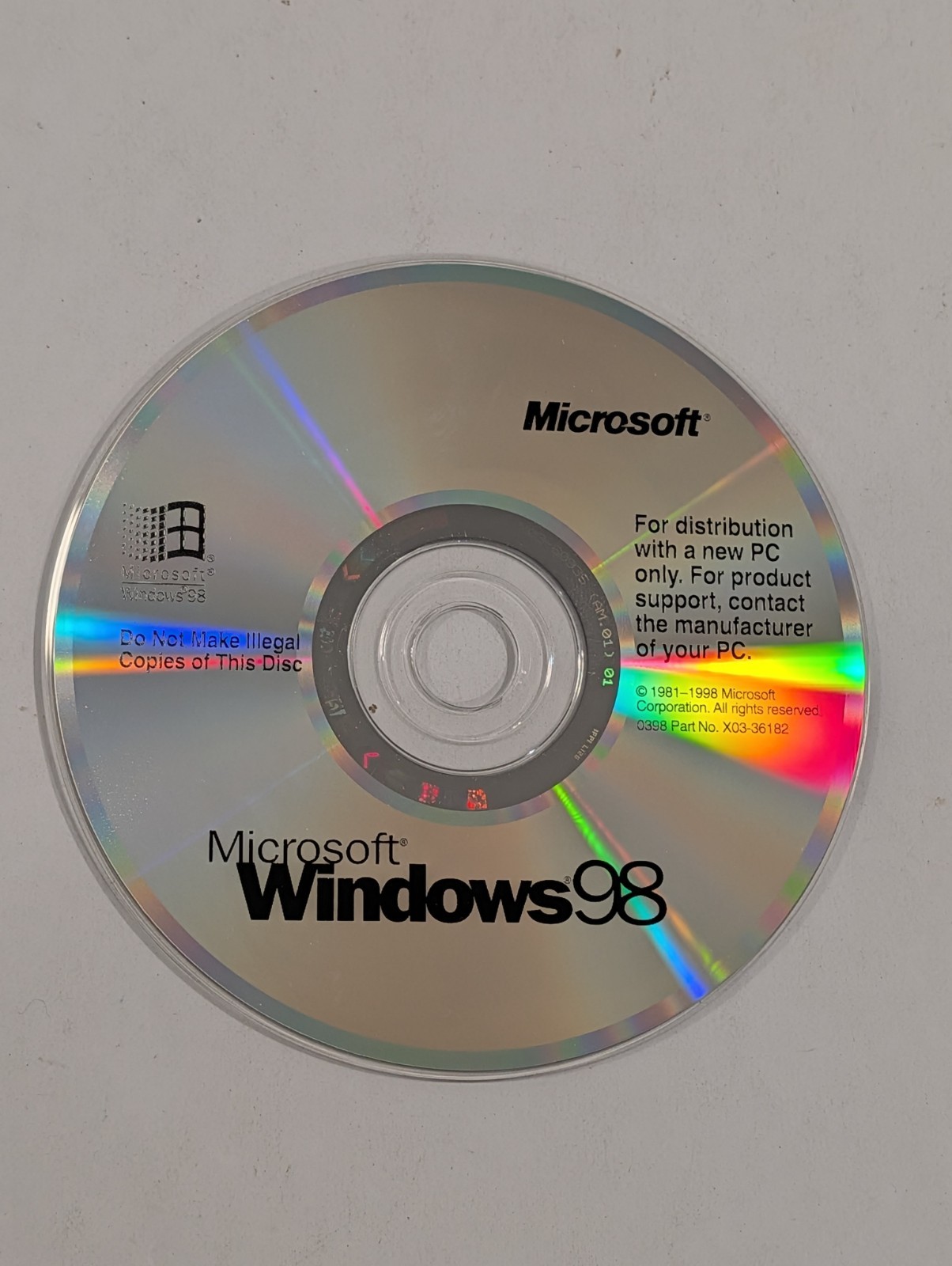 Microsoft Windows 98 CD | No Product Key, Disc Only