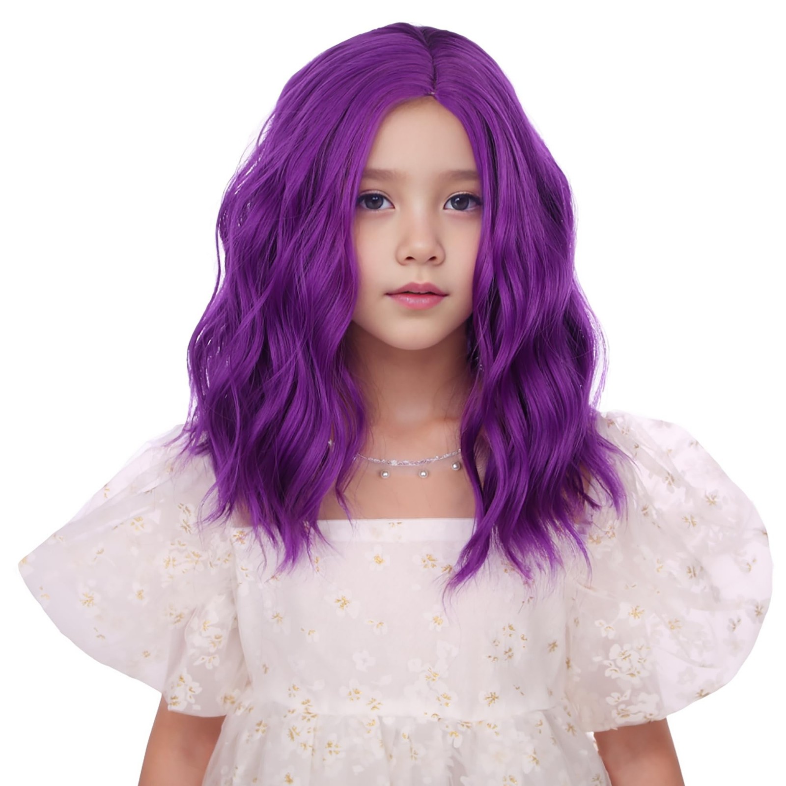 Dark Purple Wig for Girls Short Purple Side Part Wig for Kids Short Curly Wav...