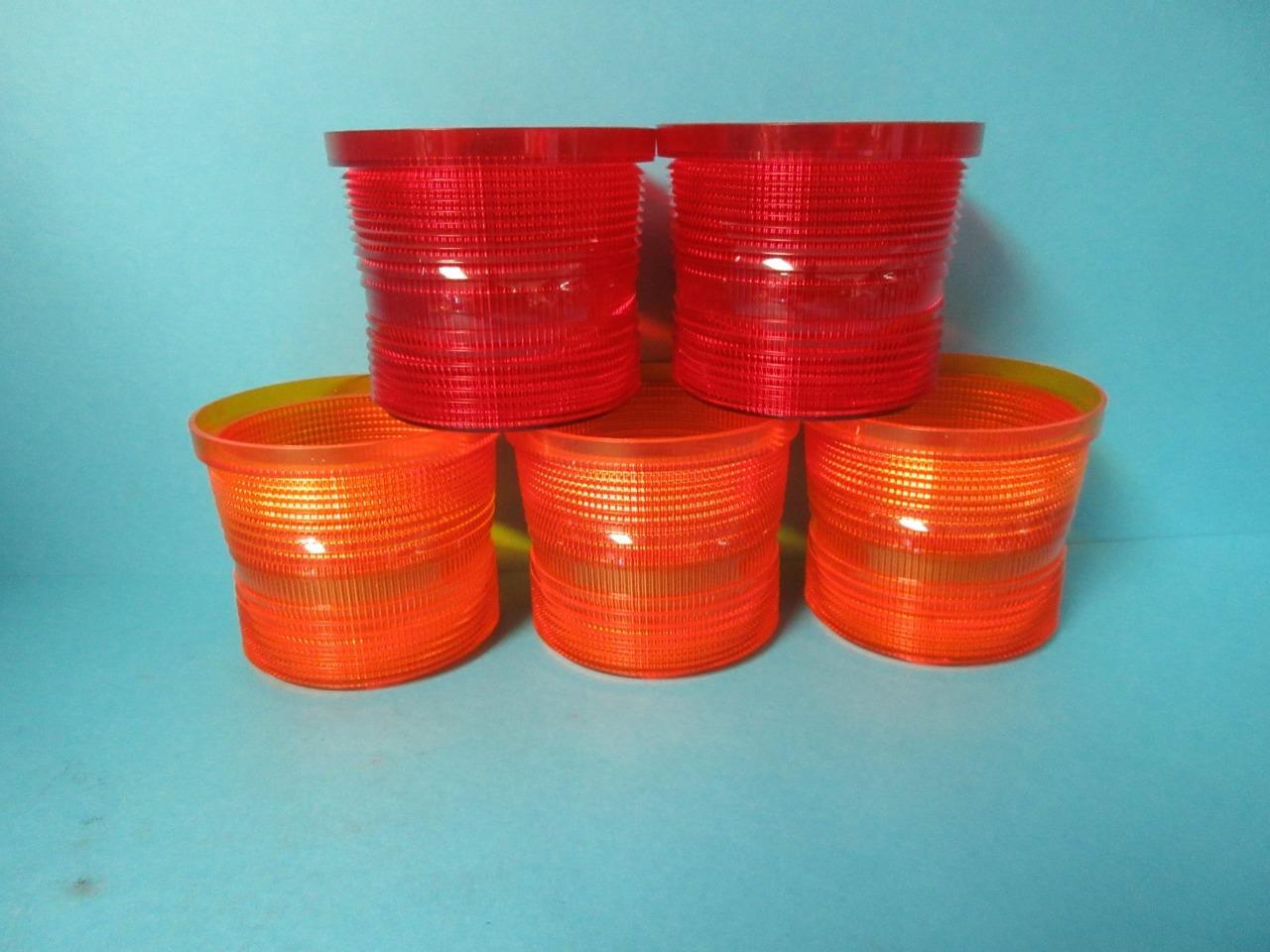 LOT OF 5 FSC15 SAFETY LIGHT COVERS RED ORANGE FEDRAL SIGNAL