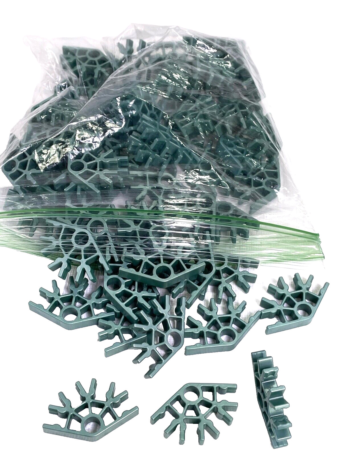 Lot of 59 K'NEX Metallic Green 4 Position Connectors Bulk Standard Repl Parts