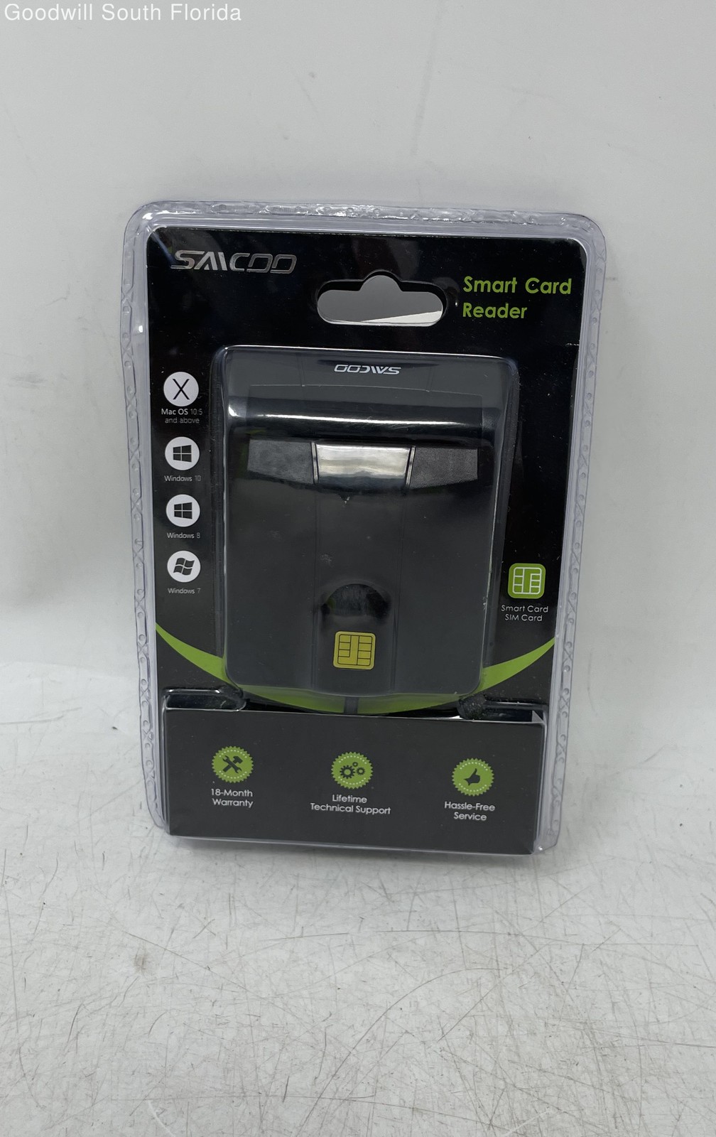 Saicoo Black USB 2.0 Smart Card Reader For Windows Mac Factory Sealed