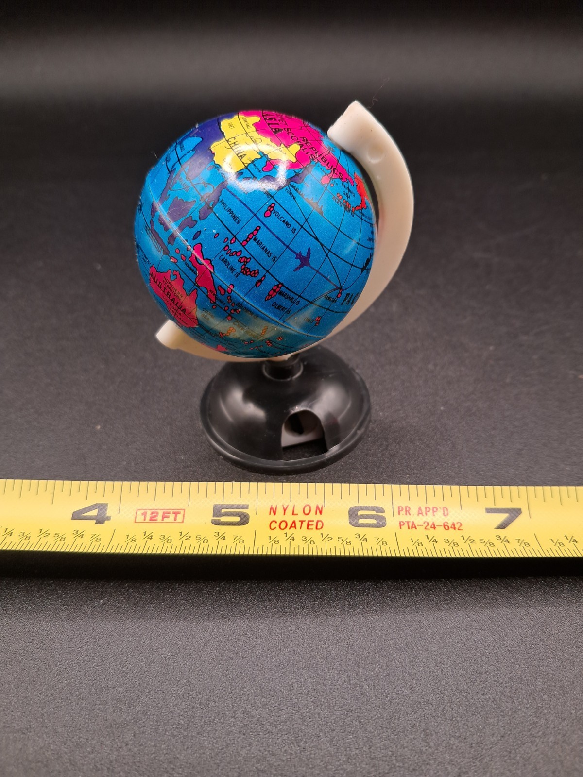 Miniature vintage world globe pencil sharpener with box