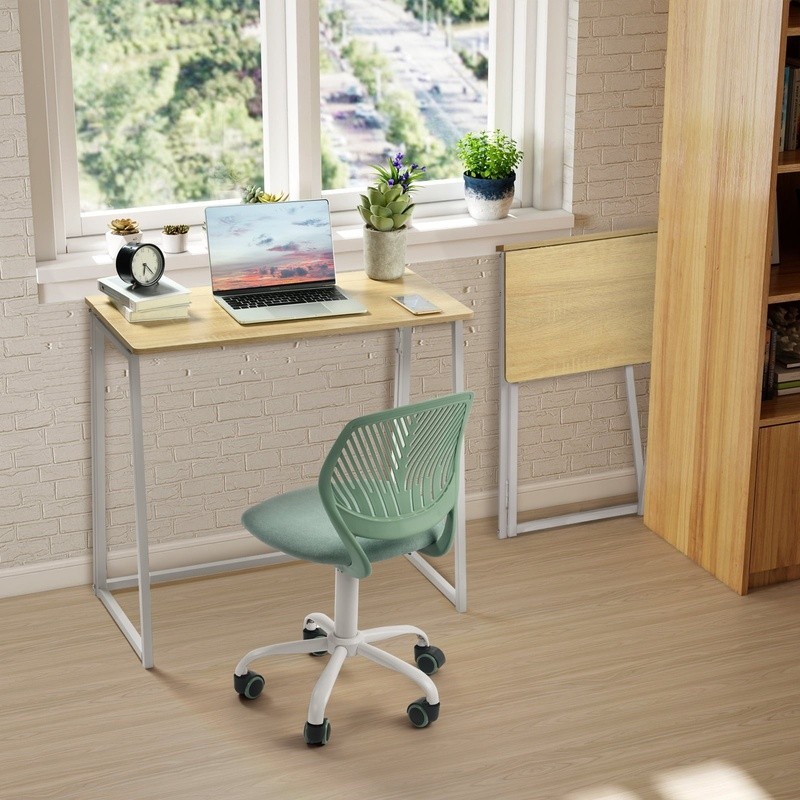 Folding Table Portable Compact Metal Frame Modern Design No Assembly Needed New