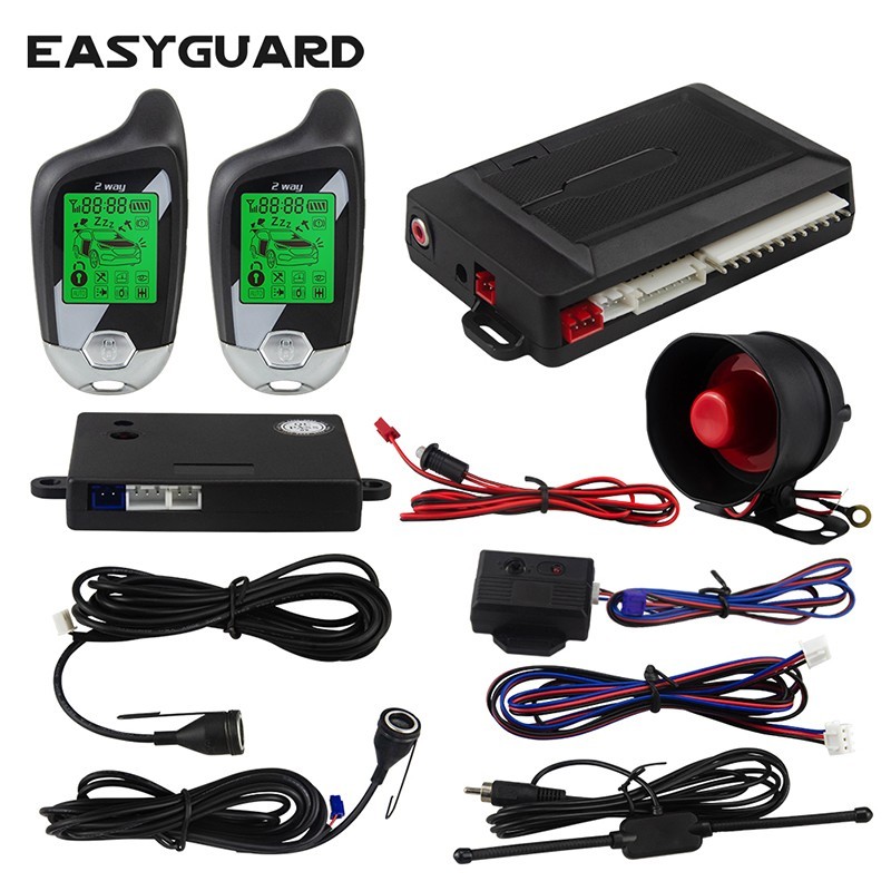 EASYGUARD 2 Way car Alarm & pke & LCD pager, ultrasonic Sensor & Shock Senor