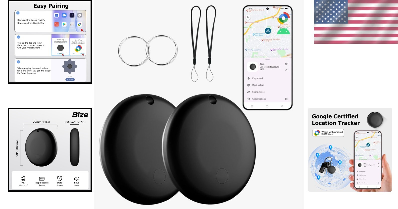 2-Pack Google Certified Bluetooth Tracker for Android - Effortless Item Recovery