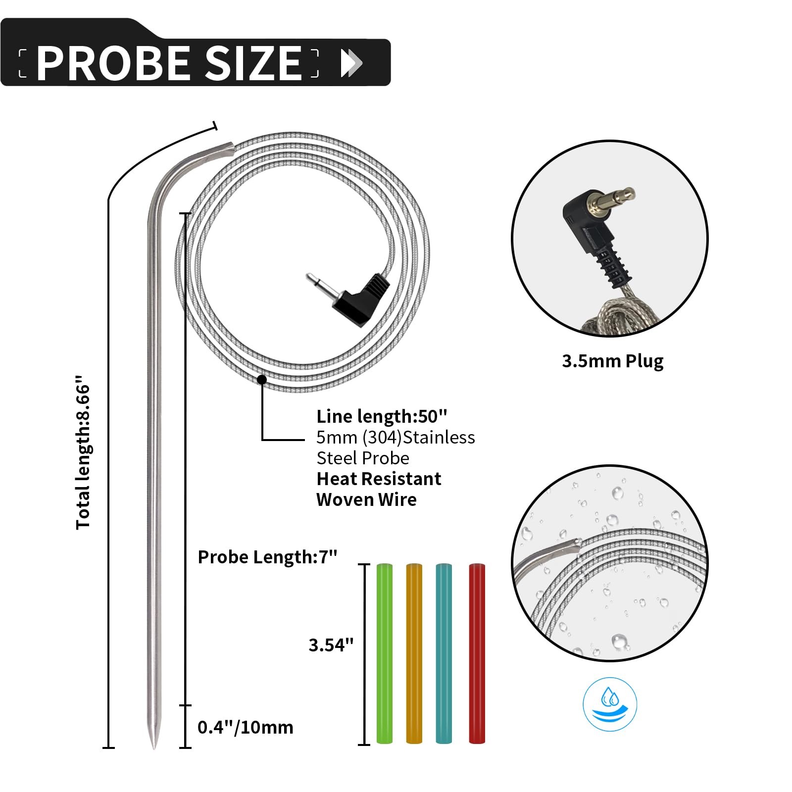 2-Pack Replacement Meat Probe for Masterbuilt 710 Digital 2 Pack