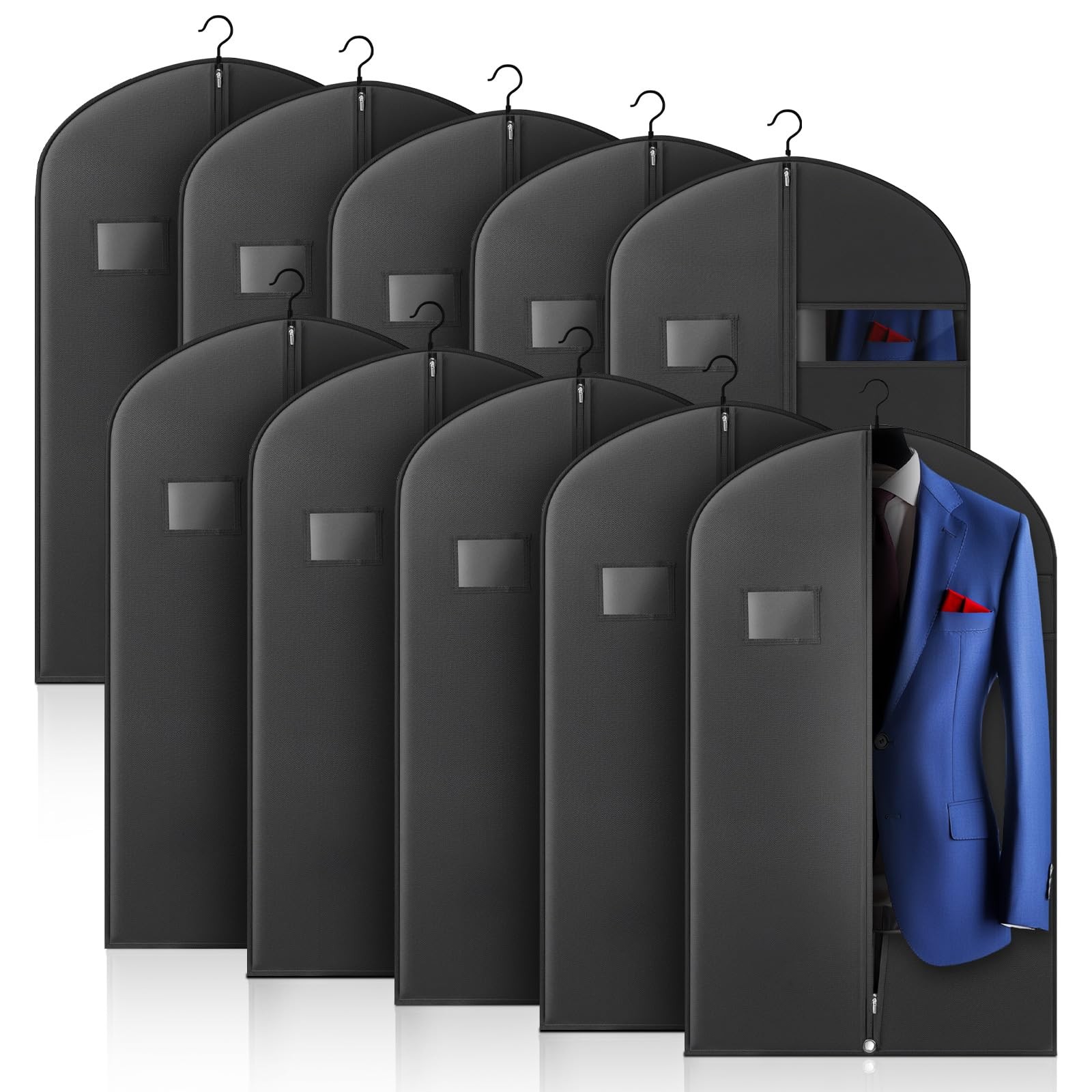 10 Pack 40-inch Garment Bags for Travel, Garment Bags for Hanging Clothes wit...