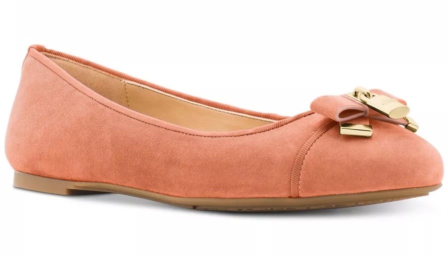 New michael kors Alice ballet pert bow lock Round toe cap slip on flats suede