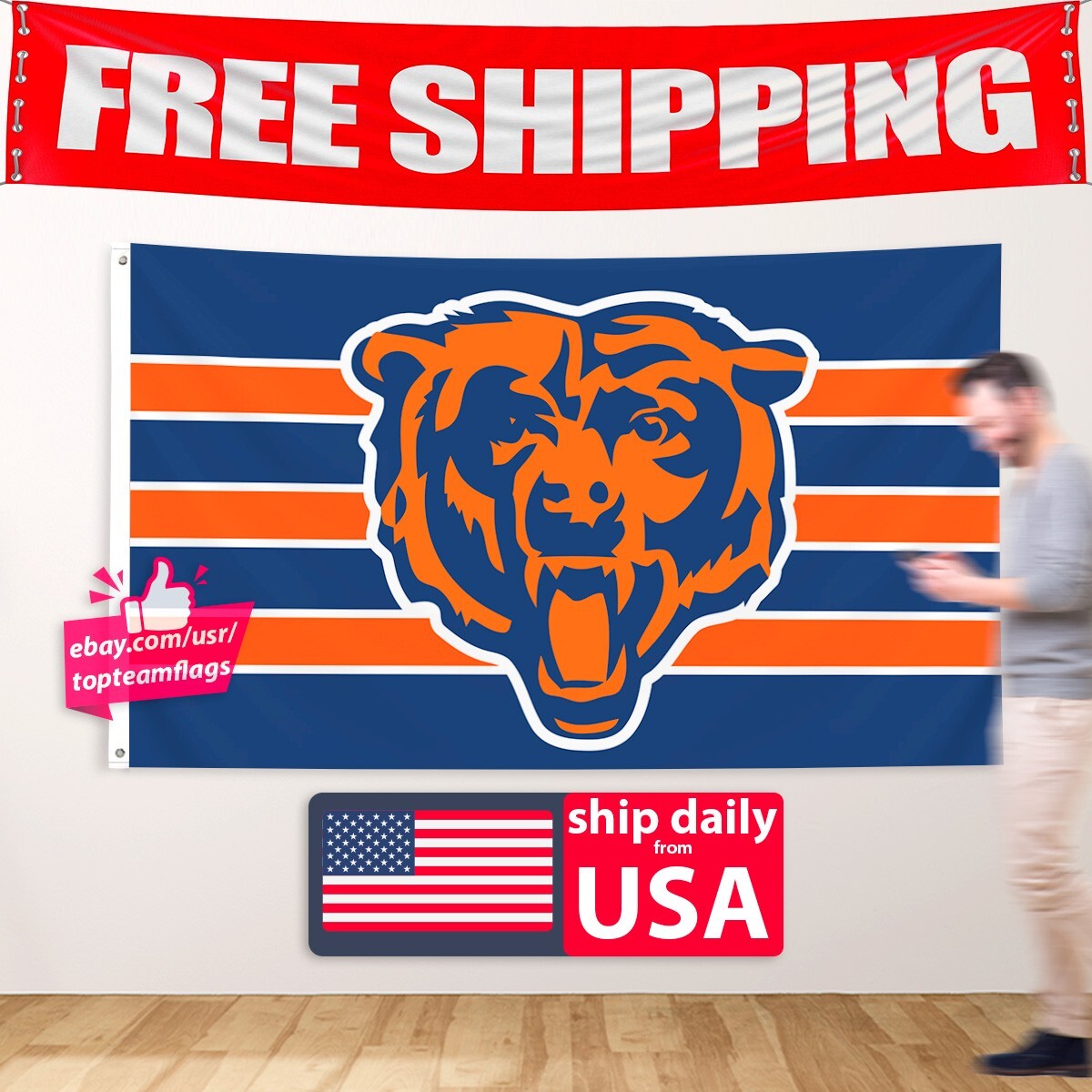 Chicago Bears Fans 3x5 ft Flag Football C Monsters of The Midway Banner