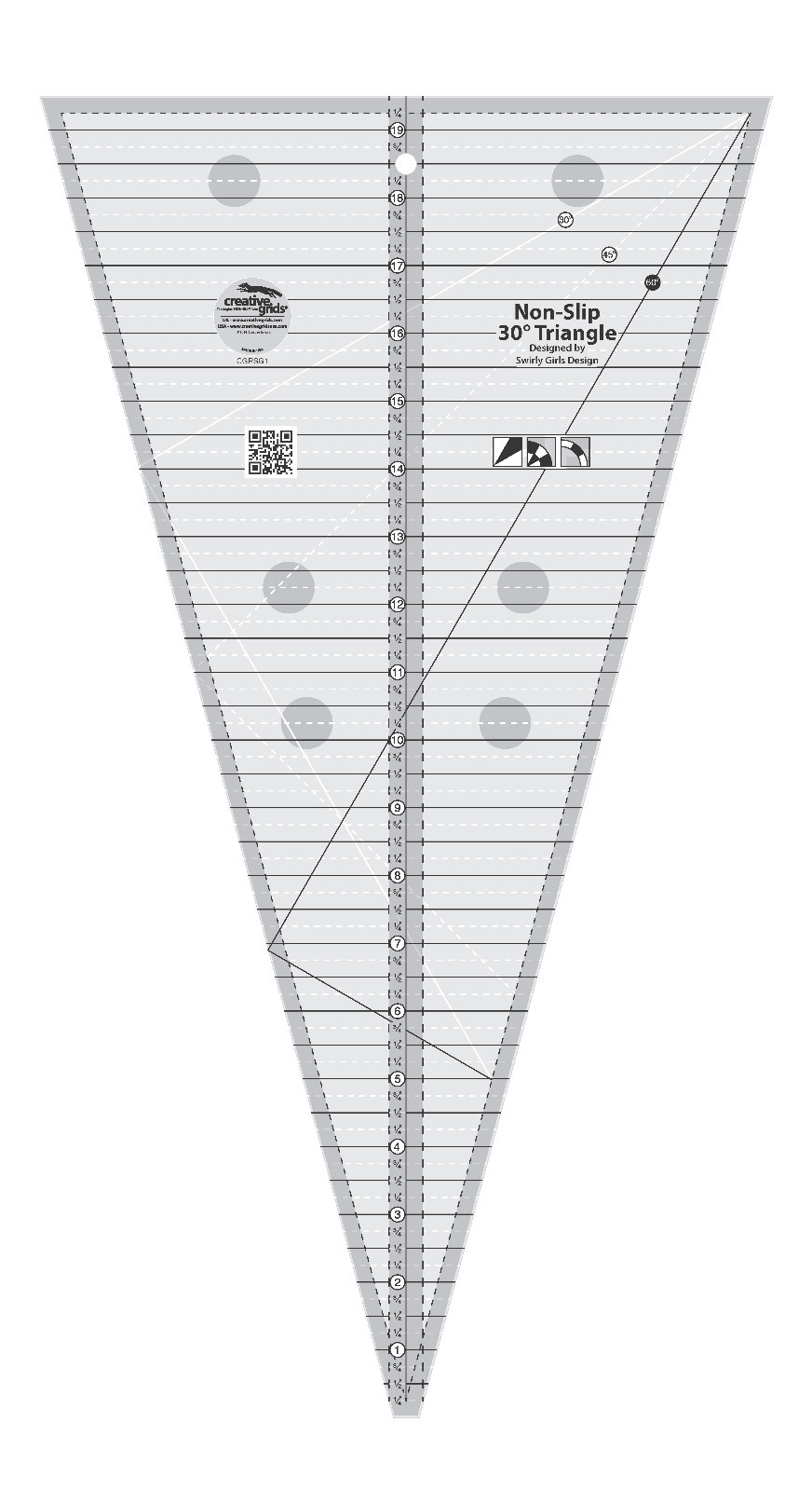 Creative Grids 30 Degree Triangle Sewing and Quilting Ruler CGRSG1