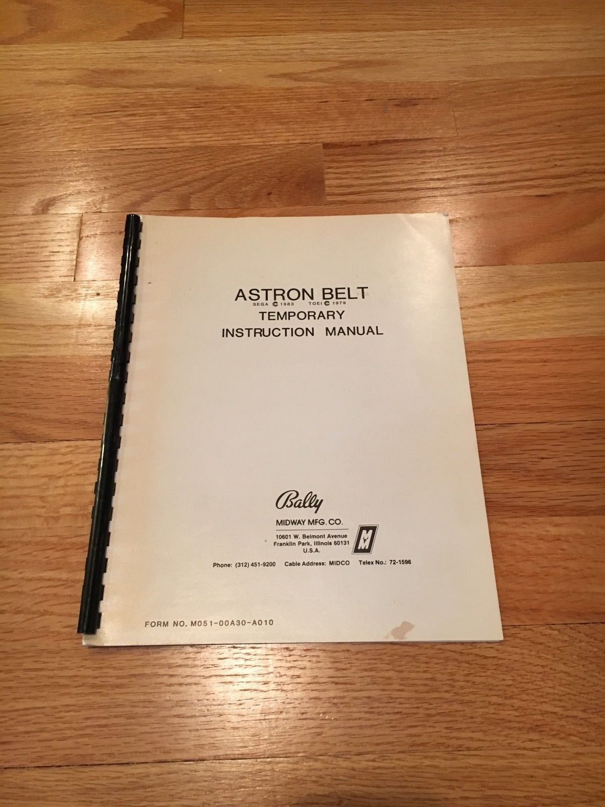 Astron Belt Video Arcade Game Temporary Instruction Manual, Bally 1983