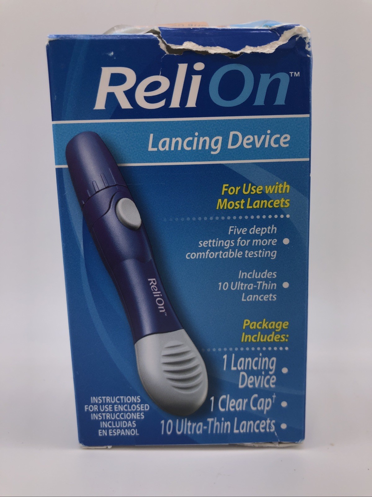 ReliOn Lancing Device with 10 Ultra Thin Lancets (Damaged Box) Ref. 119