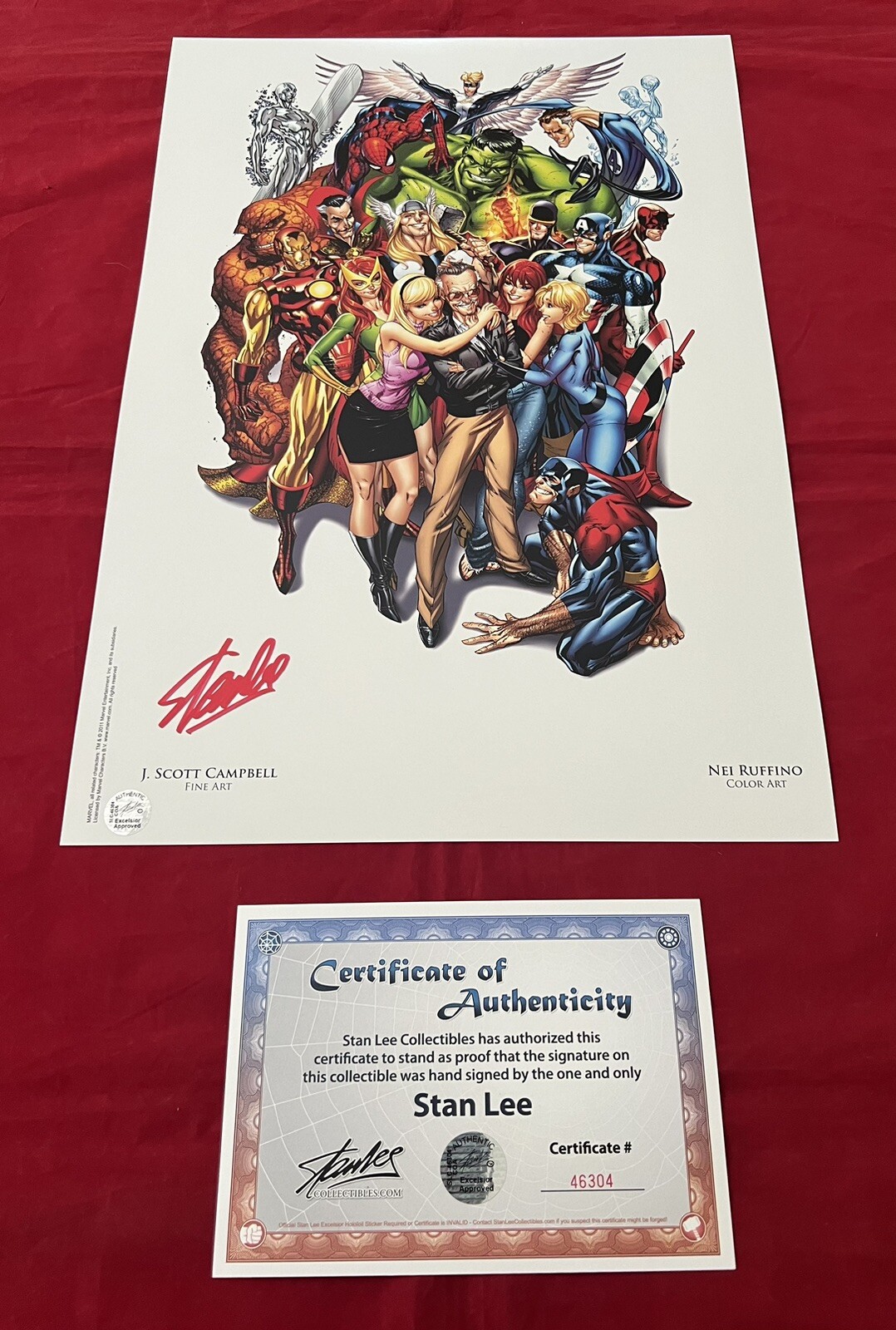 Avengers #1 SDCC Heroes Campbell Color Litho Signed by Stan Lee with COA