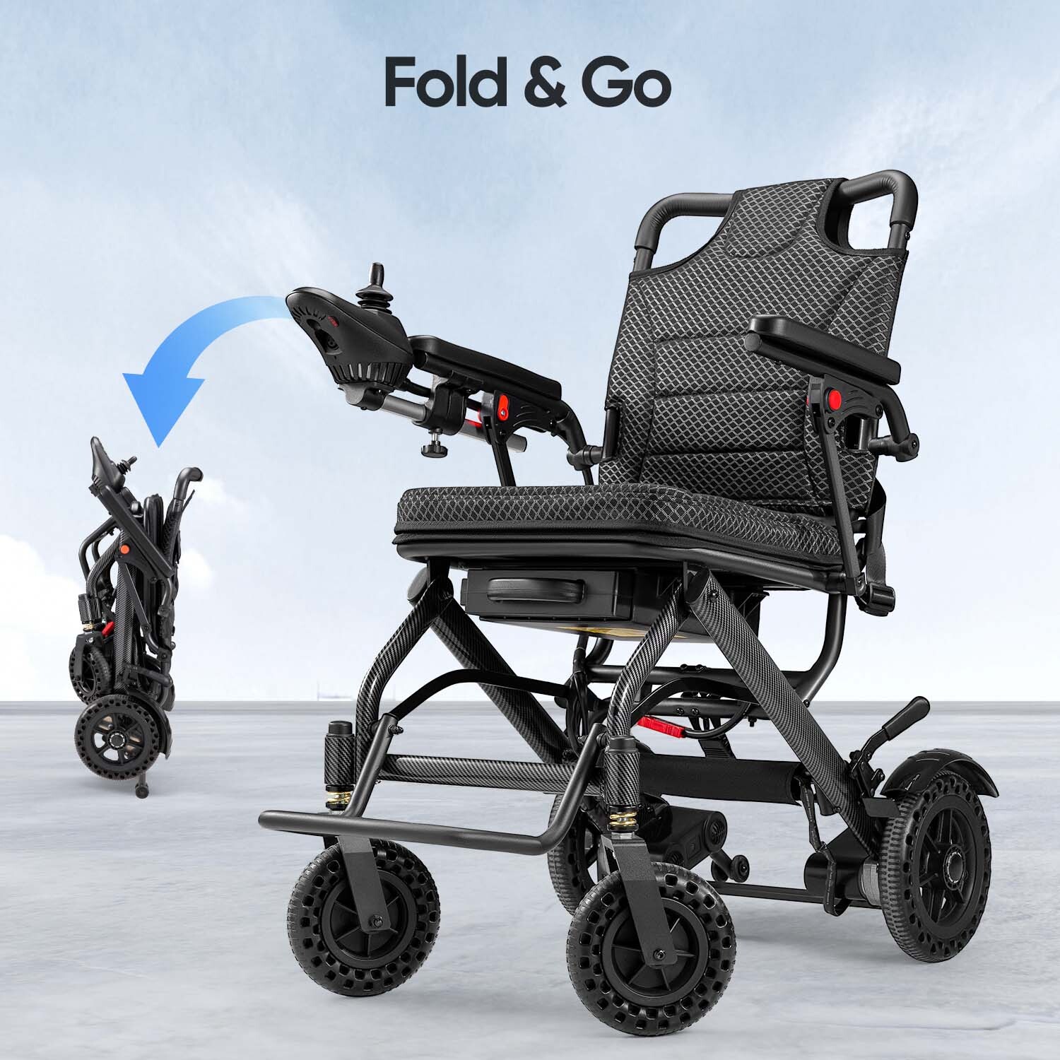 38lbs Lightweight Electric Wheelchair Foldable Heavy Duty 500W Power Wheelchairs