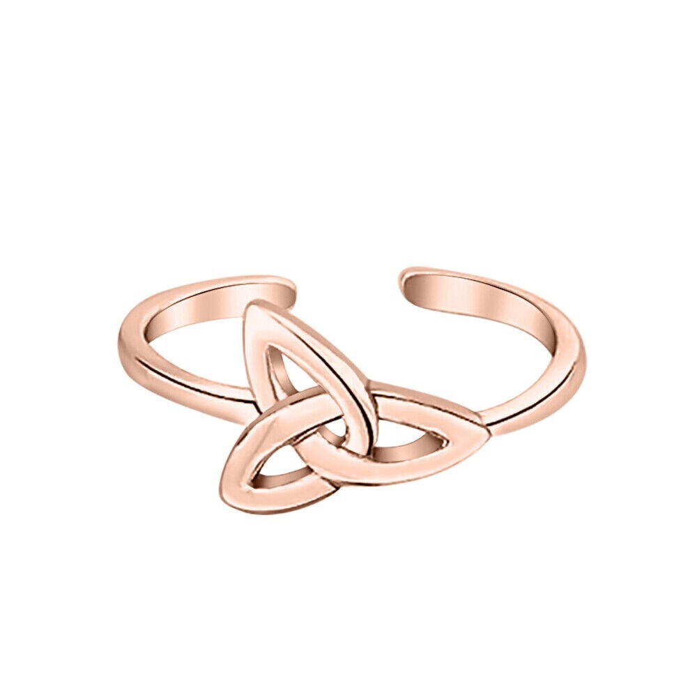 Adjustable Triquetra Celtic Knot Toe/Midi Ring 14K Rose Gold Plated