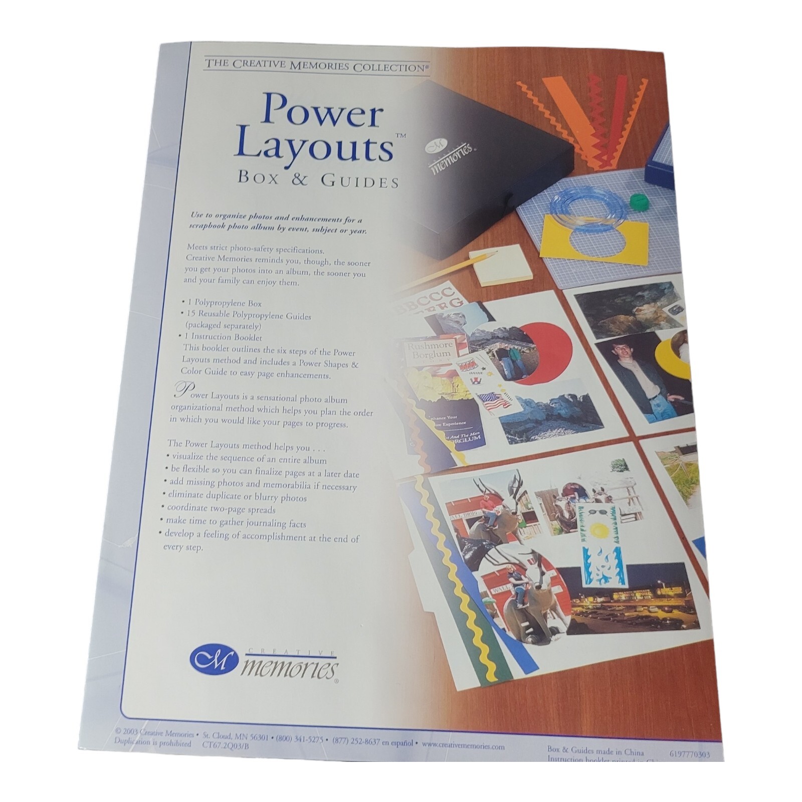 Creatives Memories Power Layouts Box Organizer Scrapbook Design Pages Helpful