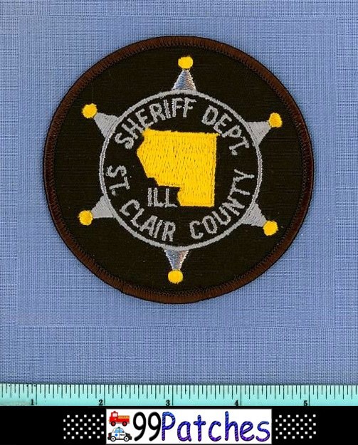 ST CLAIR COUNTY SHERIFF ILLINOIS Police Shoulder Patch COUNTY SHAPE OUTLINE 6F