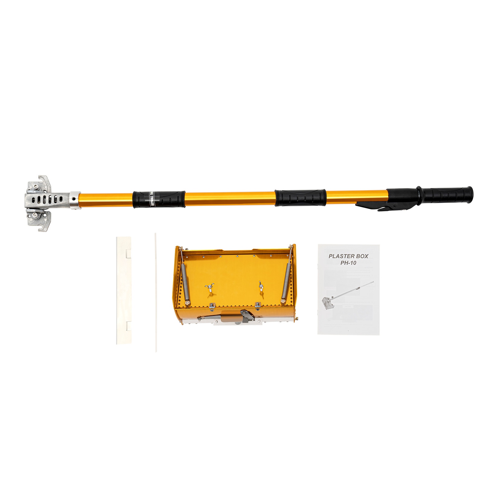 10" Drywall Taping Tools Flat Finishing Box Set w/ 40''-64'' Extendable Handle