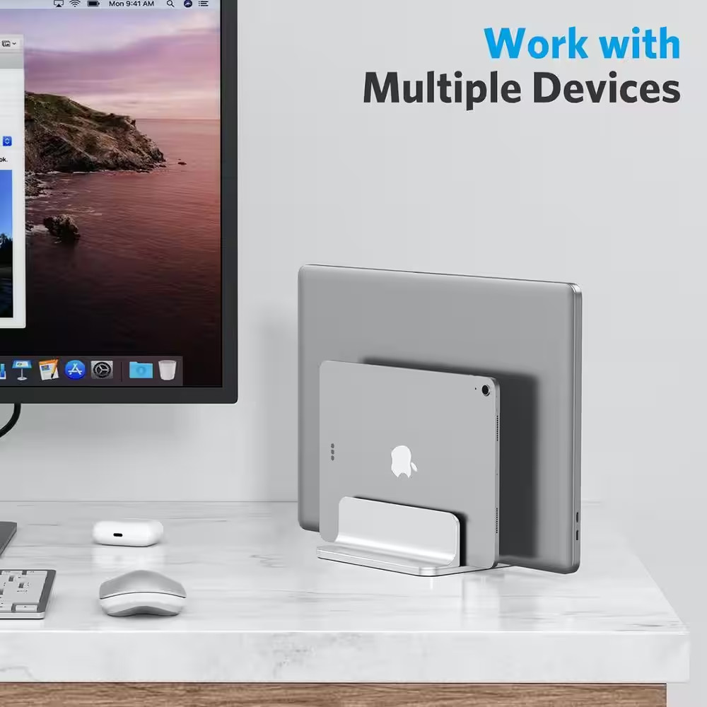 Updated Double Vertical Laptop Stand Adjustable Dock Holder for Macbook Surface