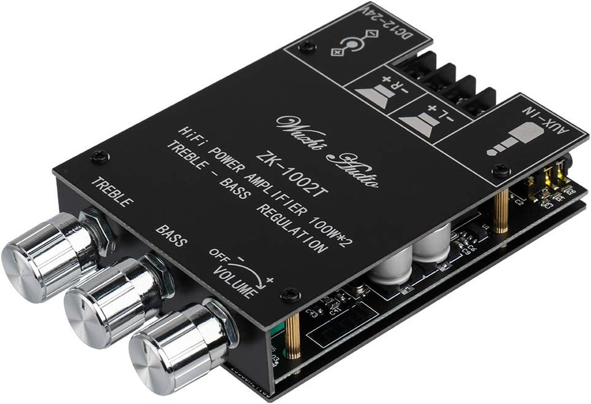 ZK-1002T Bluetooth Amplifier Board 2.0CH 100W*2 Mini Audio AMP with Treble and B