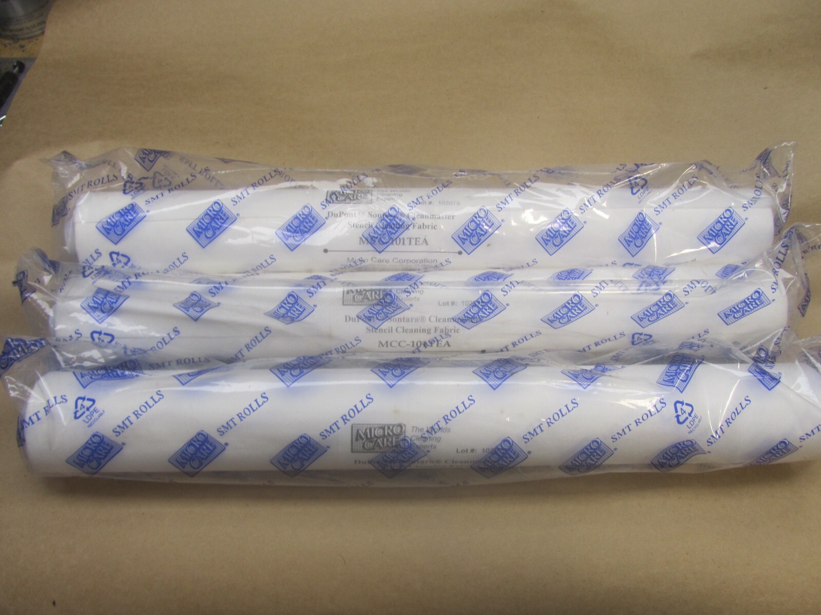 3 ea. MPM SPM MicroCare MCC-101TEA Micro Wipe Stencil Roll, 17" wide