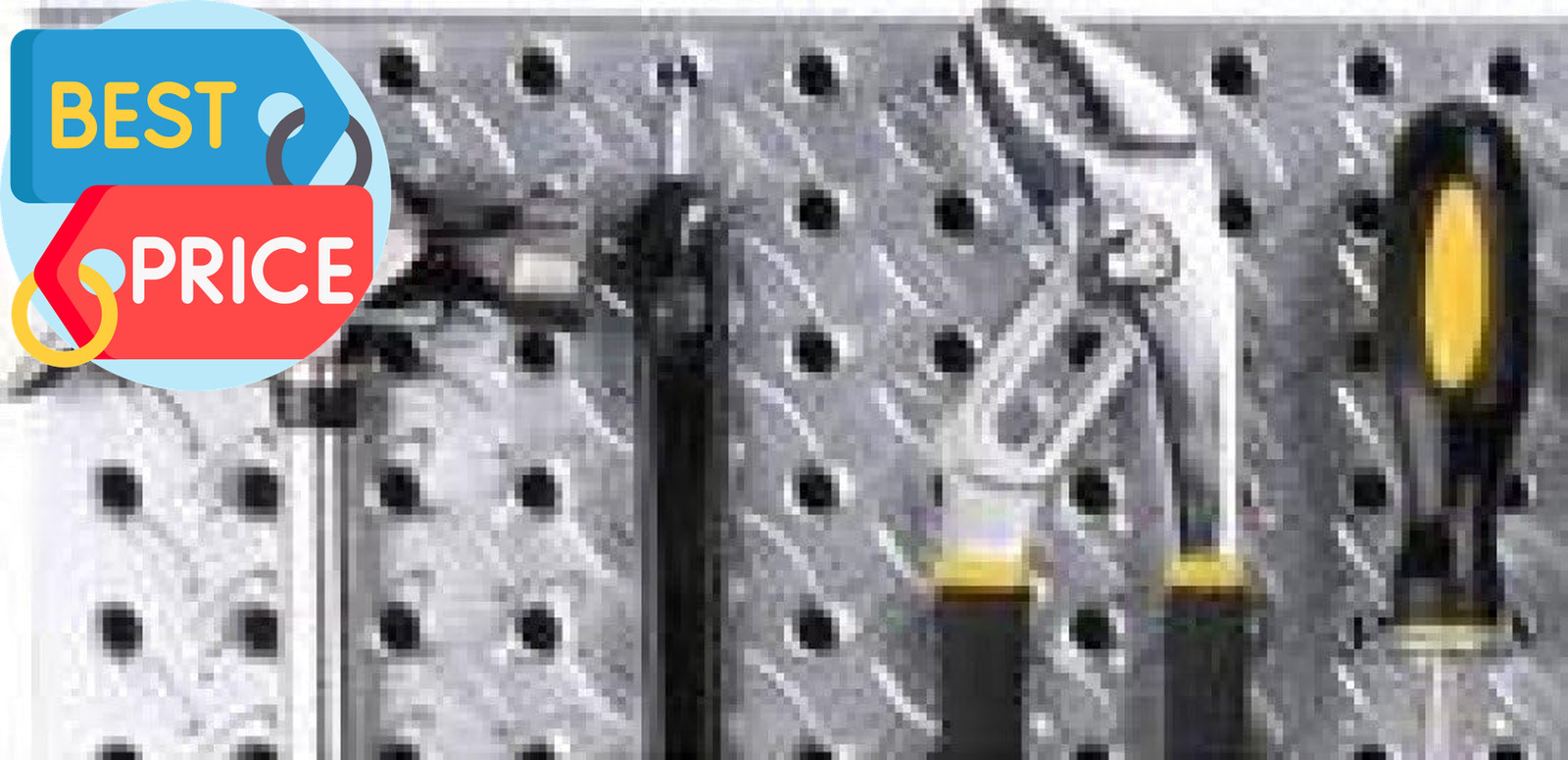 John Sterling Heavyweight Diamond Plate Steel Pegboard, 16 by 32-Inch