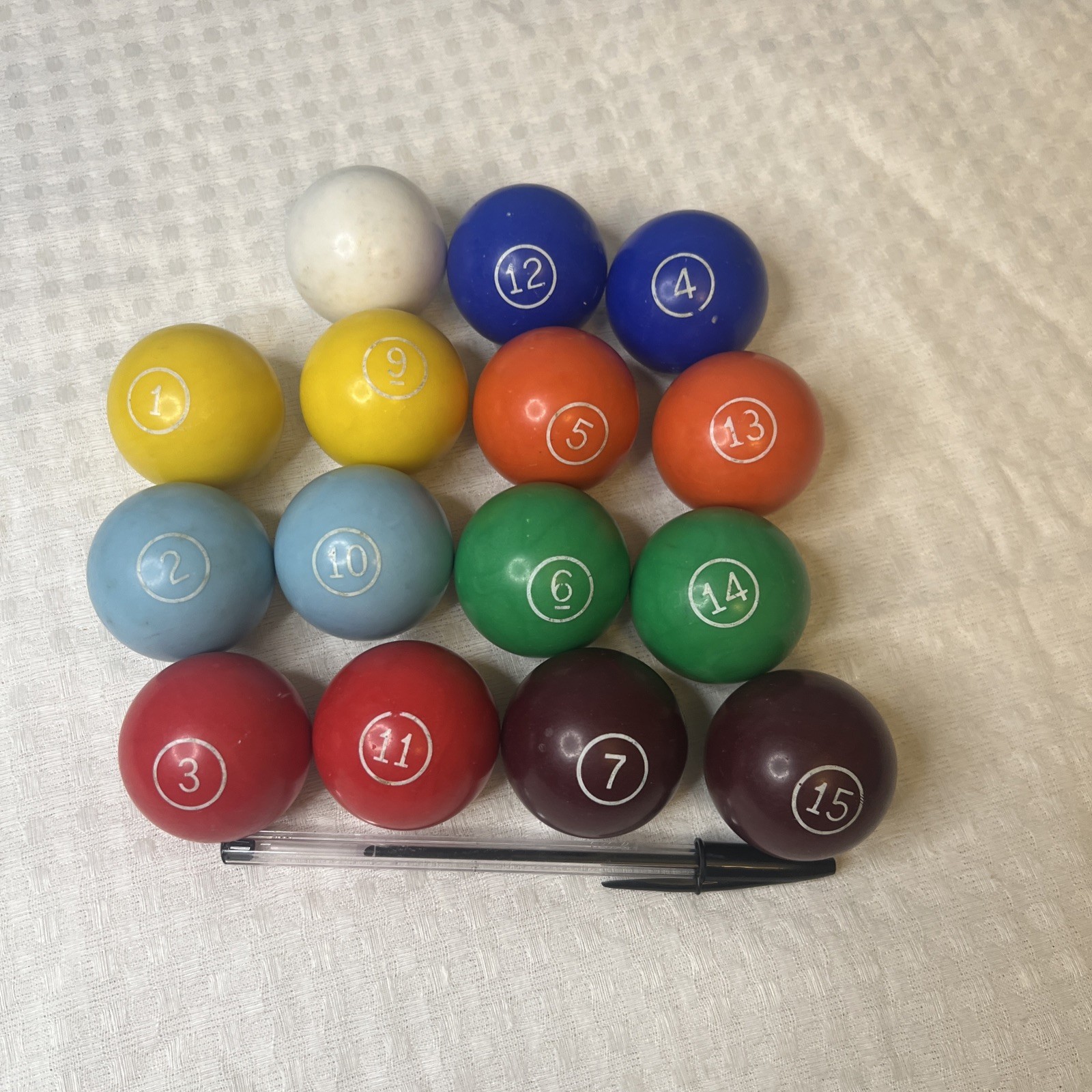 Lot of 15 Miniature Small Mini 1.5" Pool Balls Billiard Vintage Mix Lot Solids