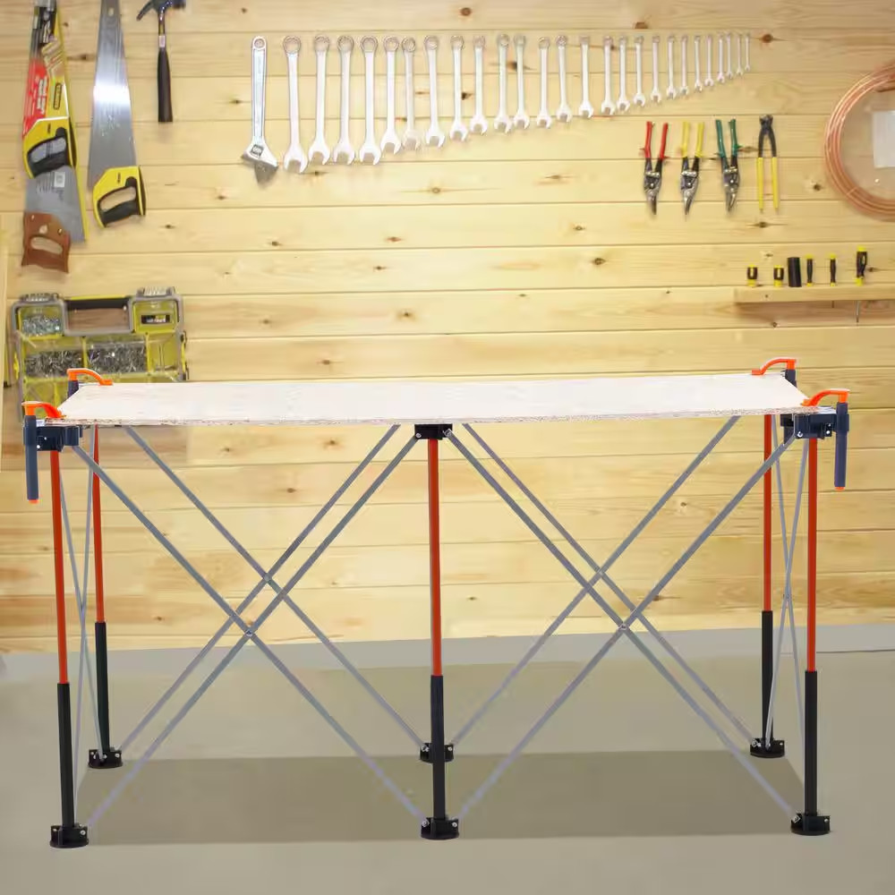 Portable Folding Workstand, 4.15 X 2.18 Ft. Collapsible Workbench, 2500 Lbs. Wei
